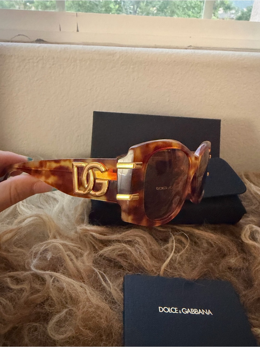 Dolce & Gabbana Tortoiseshell Sunglasses with Gold DG Logo
